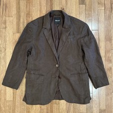 Women s Madewell The Oversize Blazer In 100 Linen Dark Coffee Brown Size L