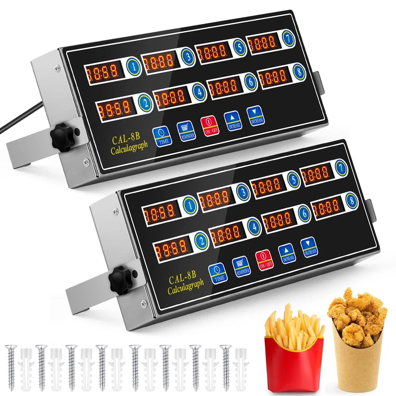 Relaxweex 2 Pack Commercial 8 Channel Digital Kitchen Timer Multi-Countdown