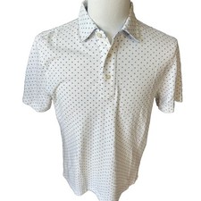 Brooks Brothers Original Fit Mens White Blue Dot Micro Cotton Polo Shirt Small