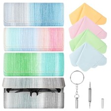 4PCS Glasses Cases, Eyeglasses Case with Cleaning Cloth and Screwdriver, Style1
