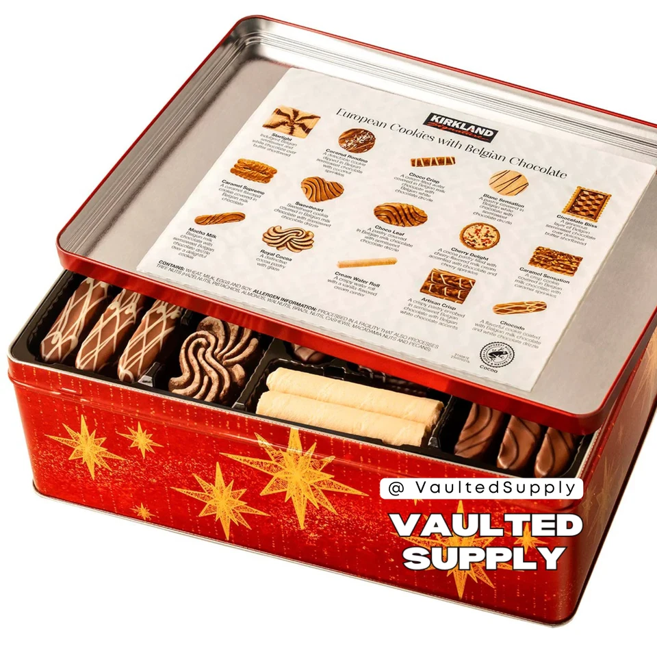 Kirkland European Cookies chocolate belga 49,4 oz lata – caixa de presente de férias - Imagem 4 de 4