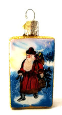 Merck Family Old World Christmas Tree Hanging Ornament Santa Mini 2.5" VTG Glass