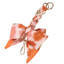 Purse Extender Chain, 7" Bow Ribbon Scarf Women Purse Straps, Orange/White