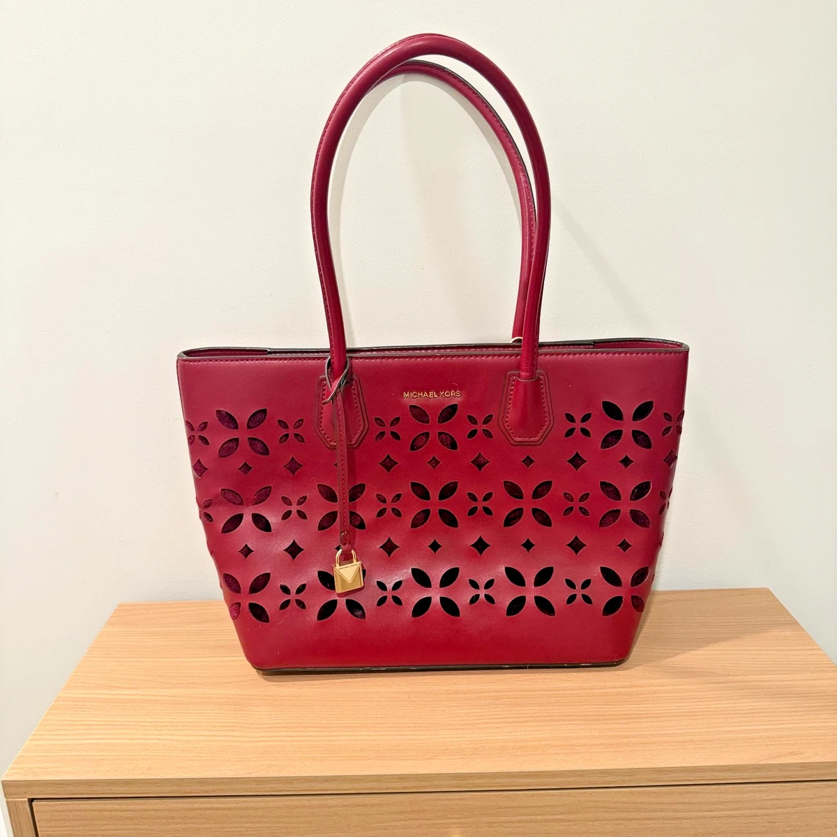 Michael Kors Red Leather Crossbody Backpack | OS Floral Pattern Michael Kors Floral Backpack And Wallet Set | Mercari main image 3