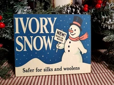 CUTE OLD PRIMITIVE SHABBY RETRO VINTAGE STORE STYLE CHRISTMAS IVORY SNOWMAN SIGN