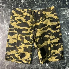 A BATHING APE green camo cargo shorts