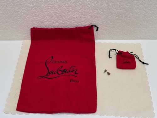 Christian Louboutin Paris Dust Bag Set Large Shoe Bag + Small Pouch Heel Tips