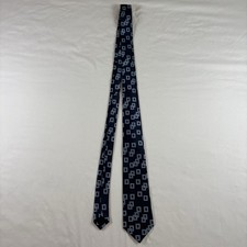 Kai Long Handmade 100 Silk Men s Neck Tie Navy Blue Geometric Modern Classic