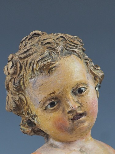 17th Century Italian Polychrome Painted Terracotta Jesus Child Putto Figure - Bild 9 von 17