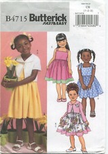 Butterick B4715 Toddlers Jacket & Dresses Sewing Pattern Uncut Size 1 2 3