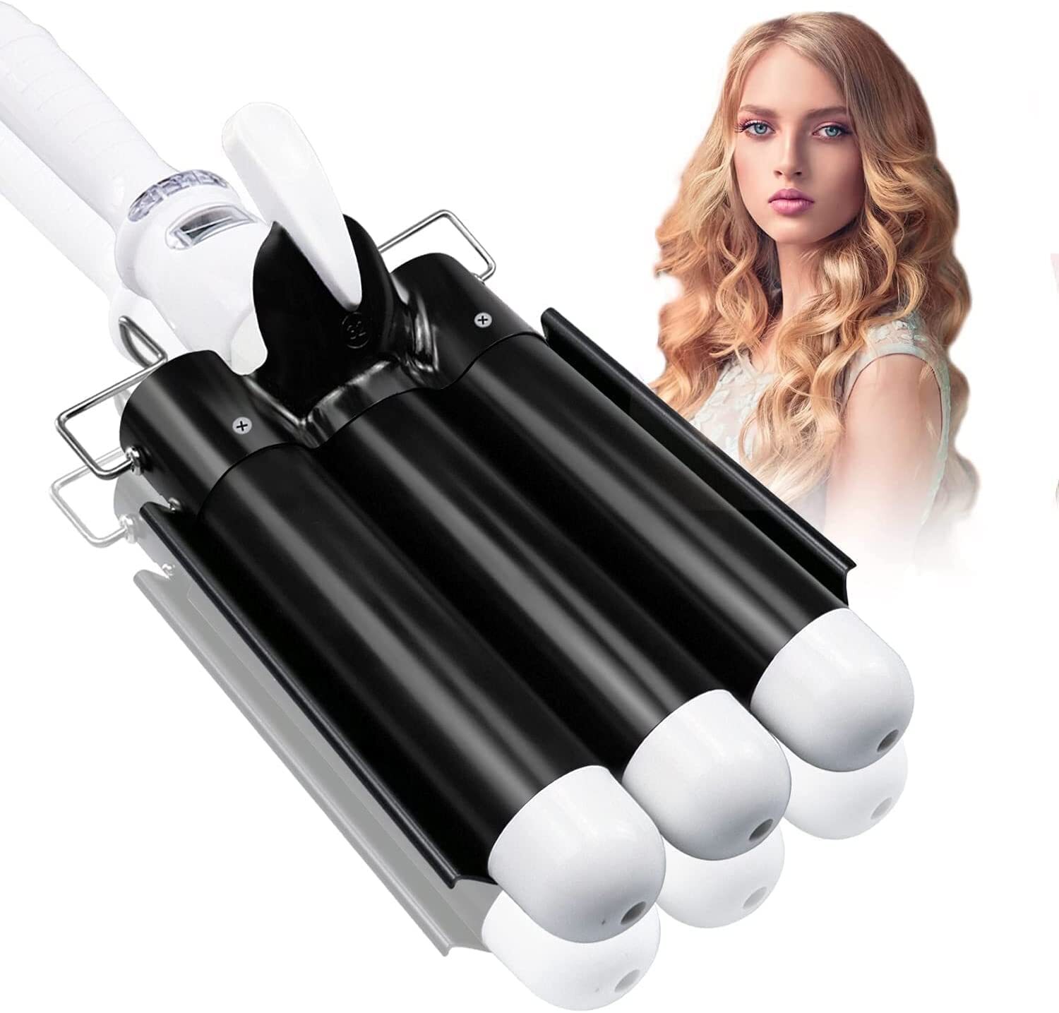 1.25 Inch 3 Barrel LCD Curling Iron Hair Crimper Dual Voltage Styling Tool