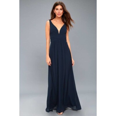 Lulus Women's Size XS V-Neck Chiffon A-Line Gown Maxi Dress
