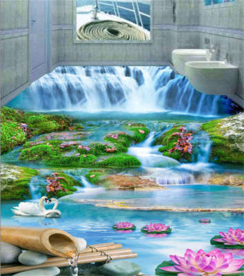 Likable Rivre 3D Floor Mural Photo Flooring Wallpaper Home Print Decoration
