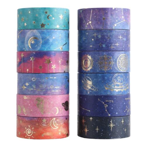 12Rolls Starry Sky Washi Tape Set Sticker Masking Paper for Diary Packaging Deco - Picture 1 of 3