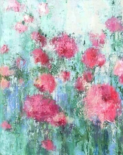 20"x31" Original Oil Painting Impasto Abstract Floral Modern art Pink Flowers