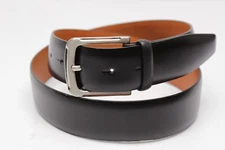 Duchamp Mens Dress Belt 36 Smooth Black Leather Strap Removable Chrome Buckle 