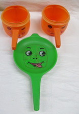 Vintage 1969 Empire Plastic Kitchen Toy Lot Anthropomorphic Pans Kitschy