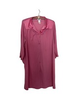Vintage Vanity fair Nylon nightgown Robe satin Polyester Raspberry Pink Buttons