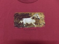 Vintage Arizona Single Stitch T shirt Horse Graphic T-shirt Red Large USA Made!