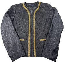 Jones New York Signature Blazer Jacket Womens 8 Black Pockets Long Sleeve V-Neck