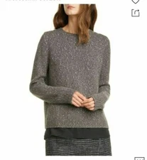 Club Monaco Women's Sweater split back Gray Retail $169