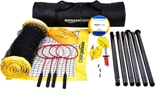 Amazon Basics Outdoor Volleyball and Badminton Combo Set