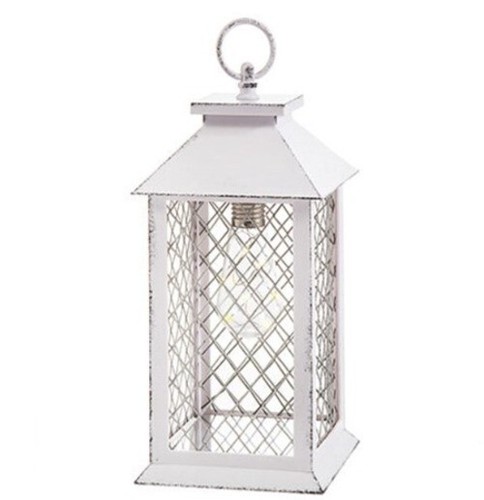 White Lattice Lantern with bulb- 2 PACK