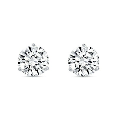 2CT SIMULATED DIAMOND MARTINI EARRINGS 14K WHITE GOLD SOLITAIRE ROUND CUT STUDS