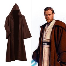 New Star Wars Cosplay Adult Hooded Jedi Brown/Black Robe Costume Cosplay S-3XL