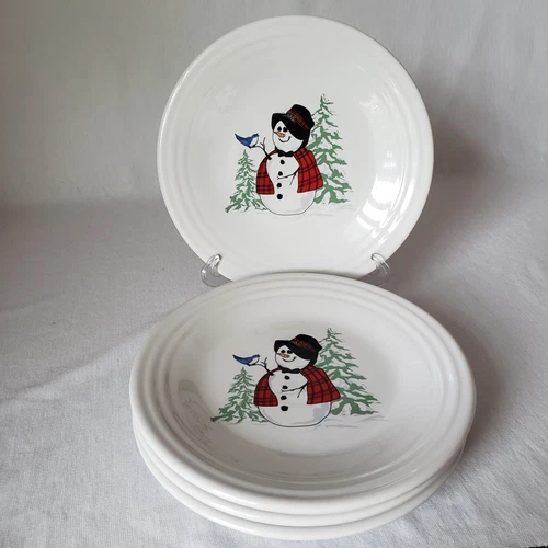 Fiesta Snowlady Snowman Luncheon Plates Winter Christmas Homer Laughlin 9" New 4