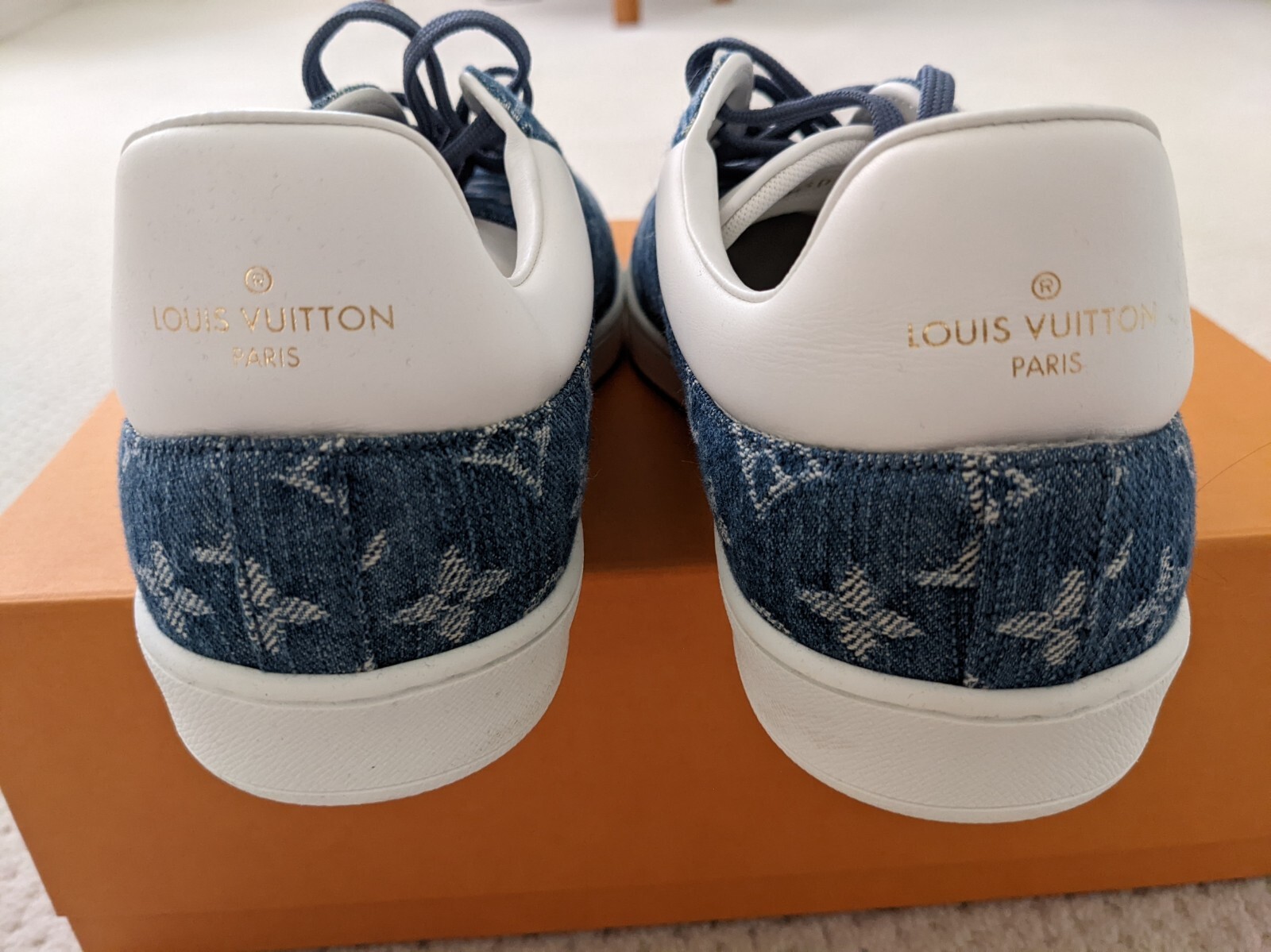 LOUIS VUITTON Denim Monogram Luxembourg Sneaker 8.5 Bleu Jeans 1140182