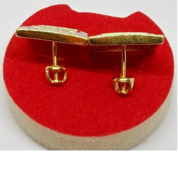 Aretes cuadrados de circonita cúbica con tornillo trasero circonita helada de hip-hop Foto 2 de 4