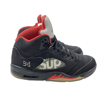 Air Jordan 5 Retro x Supreme Sneakers Mens 11 High Top Black Air Jordan 5 Retro x Supreme Sneakers Mens 11 High Top Black