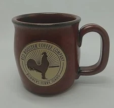 SUNSET HILL Stoneware RED ROOSTER COFFEE CO IDAHO Mug Cup Rusty Red (B3-C15)
