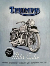 Vintage Triumph UK Motorcycle Ad Reproduction Metal Sign Man Cave Decor