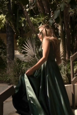 green emerald velvet dress Tropical Asymmetric Multicolor Satin Mini Dress main image 1