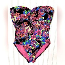 Liz Claiborne Floral Bandeau Onepiece Sz 8