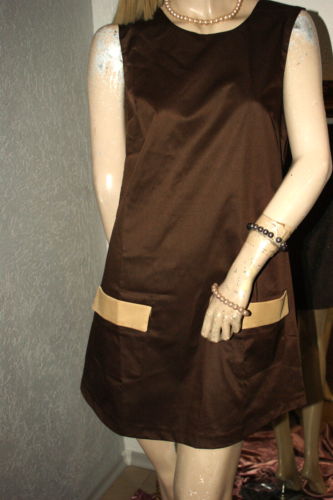 VERO MODA Mini Dress * Summer - DRESS Chic Dark Brown Model: GINA S/L NEW 38 - Picture 1 of 4