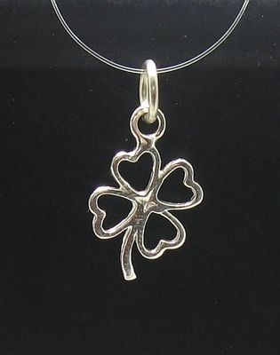 Handarbeit Sterling Silber massiv Anhänger gepunzt Neu 925 Charm Kleeblatt PE000562