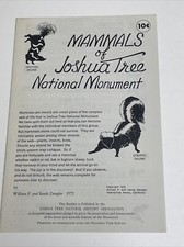 Mammals of Joshua Tree National Monument 1972 Pamphlet by William Dengler