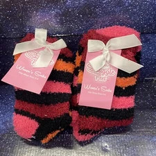 2 X Snuggle Feet Womens Multicolor Soft Cozy & Warm Fuzzy Socks - Size 5/9