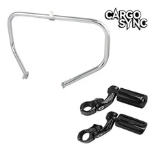 Engine Guard Highway Crash Bar & 1-1/4" Highway Foot Pegs Fit For Harley Touring