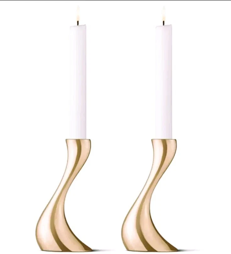 Комплект из 2 Georg Jensen Cobra розового золота подсвечник пара 7,87» H новый в коробке - Изображение 3 из 4