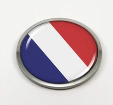 BestLicensePlateFrames Flag of France | 3D Domed CAR Emblem Badge Sticker Round