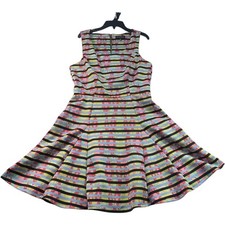 My Michelle Dress Womens Size 13 Multicolor Striped Sleeveless Stretch
