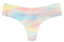 NWT Victoria's Secret PINK L NO SHOW THONG RAW CUT Panty RAINBOW Sunset Large