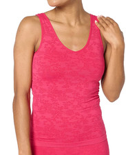 Breezies Seamless Floral Reversible Neckline Tank Large Magenta A648397 11411