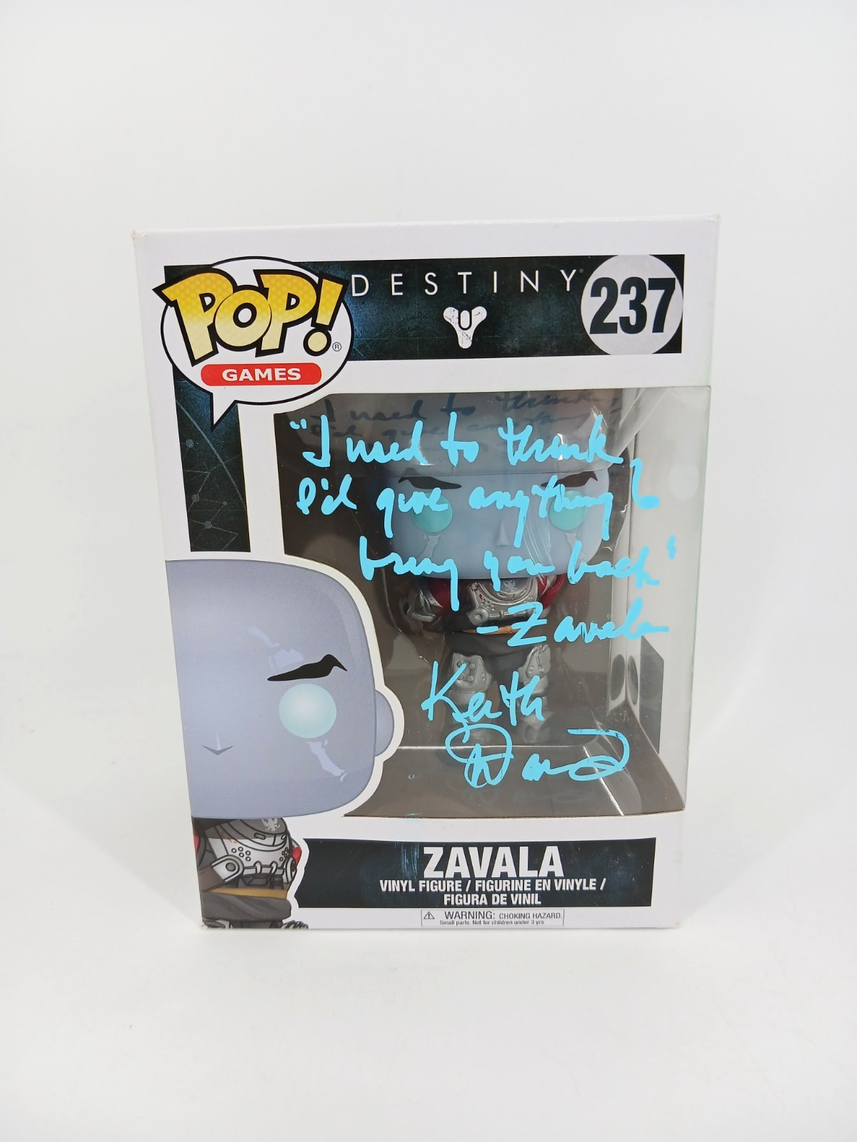 Funko Zavala #237 Pop Games Destiny Signed and Quote Keith David with COA