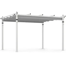 12’ x 10’ Outdoor Pergola w/ Retractable Canopy Aluminum Frame Anchors Patio