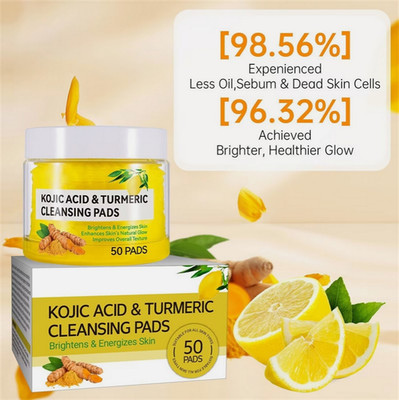 50 Pads Oil Control Reinigung Reparatur und Aufhellen Kurkuma Kojic Säure Pads.